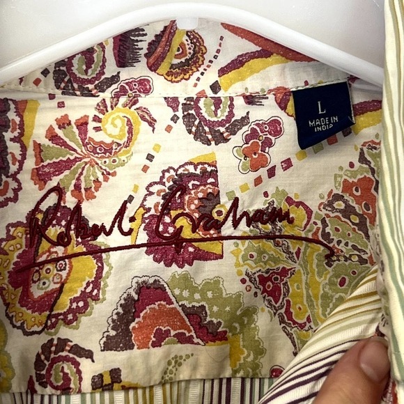 Robert Graham Long Sleeve Button Down Shirt SZ L - Picture 6 of 10